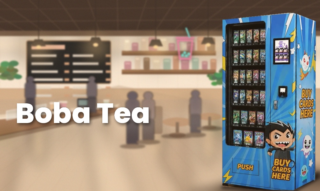 Collectible card vending machine placed in a Kansas City boba & tea shops location — Vending Smart
