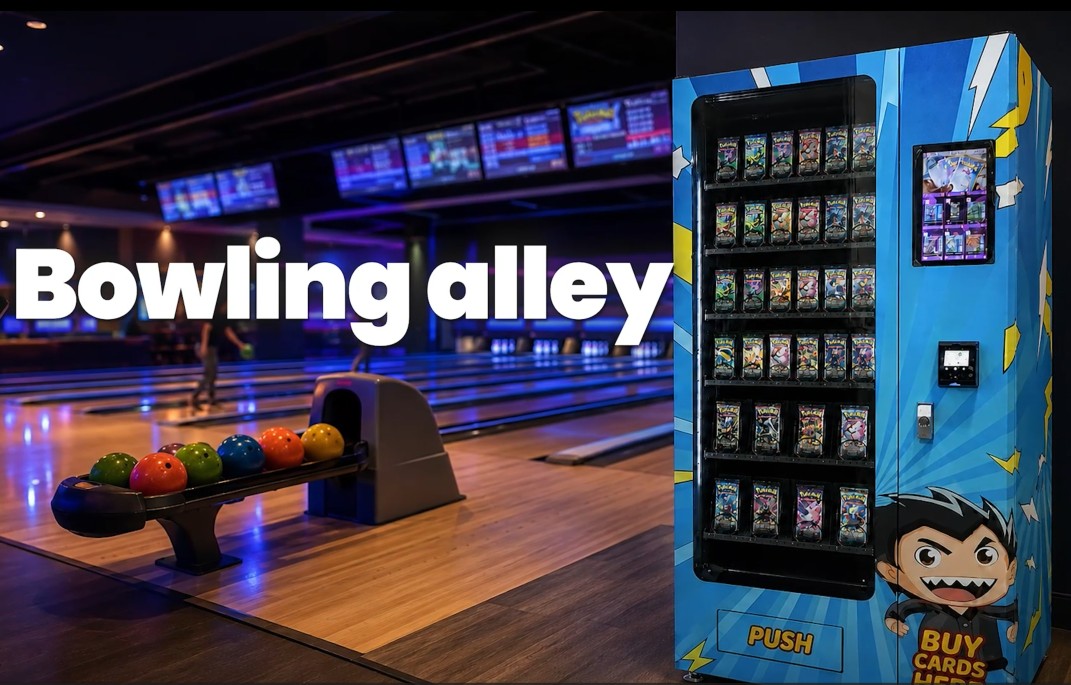 Collectible card vending machine placed in a Kansas City bowling alleys location — Vending Smart